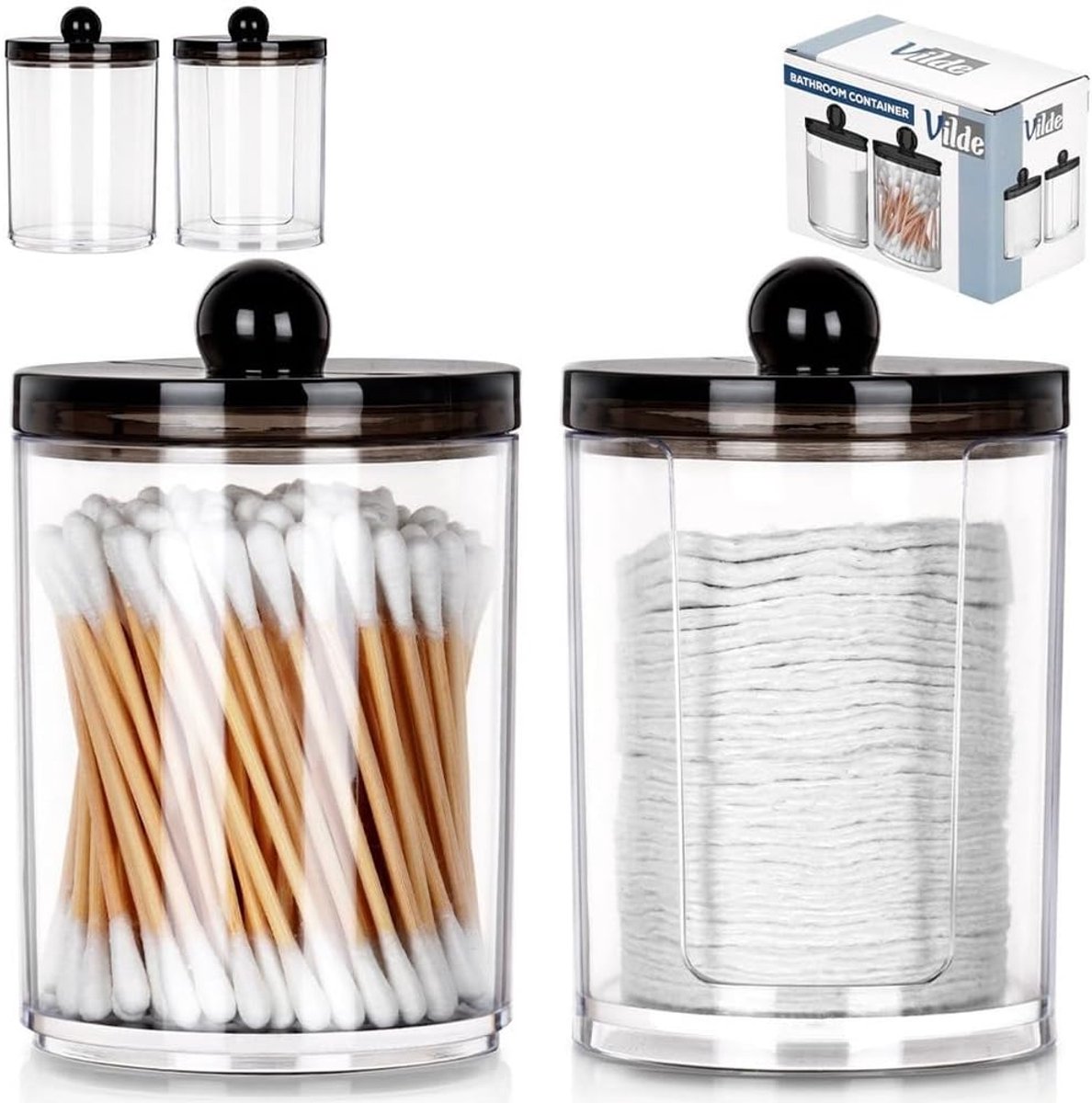 Wattenschijfdispenser, wattenschijfhouder voor cosmeticapads, 2 stuks