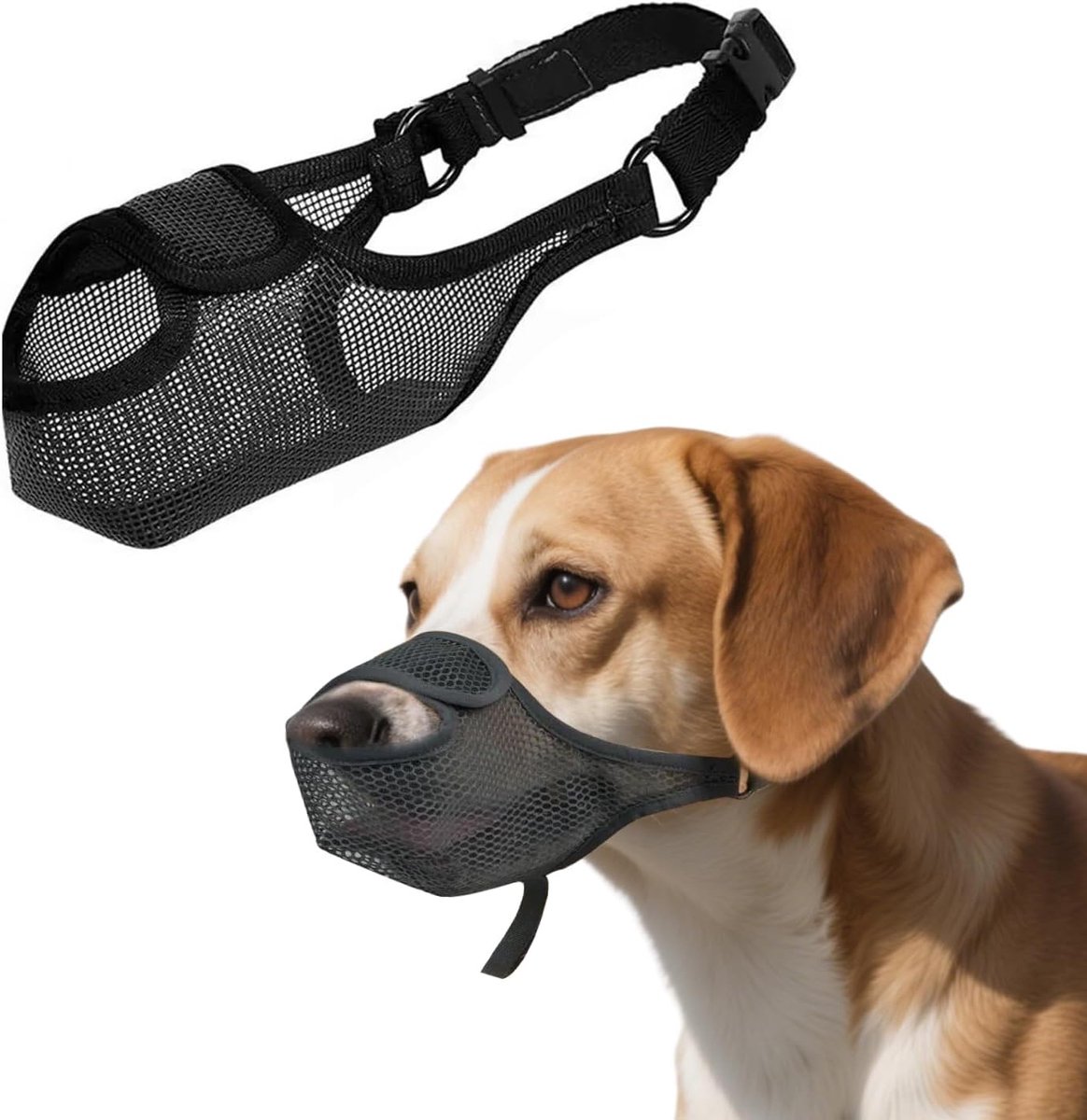 1 stuk hondenmuilkorf, hondenmuilkorf, ademend voor grote honden, verstelbare muilkorf ter bescherming tegen blaffen, L