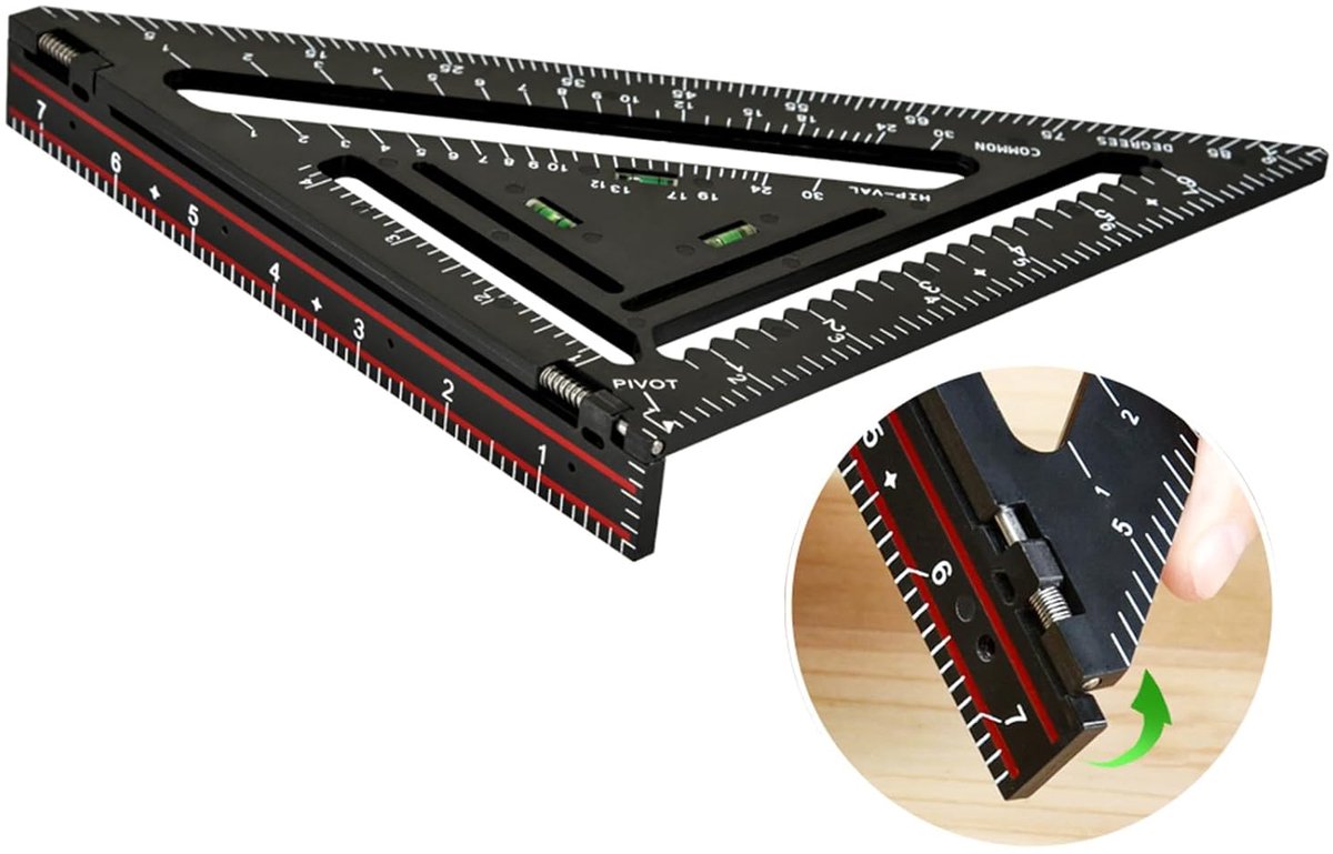 vierkant opvouwbaar T vierkant multifunctioneel timmerman gereedschap - 7 inch snelheid vierkant verstelbare tracer vierkant voor houtbewerking, moersleutel, vierkant, gradenboog, liniaal,