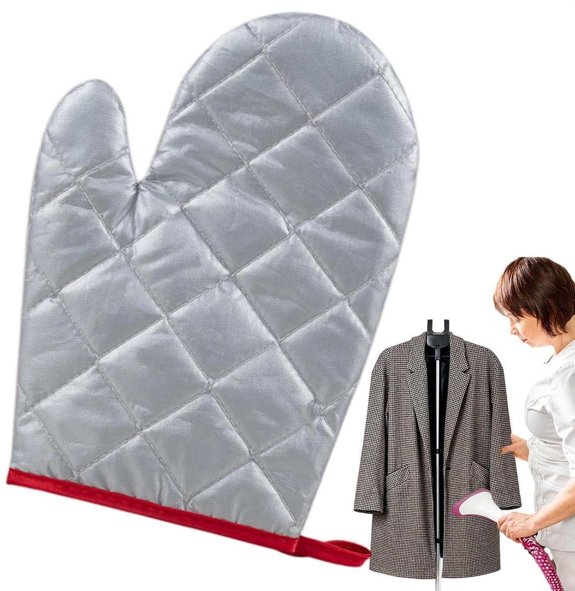 Strijkijzer Handschoen - Stoomhandschoen Kleding - Kleding Stomen - Waterdicht en Hittebestendig - 23x13cm - Zilver