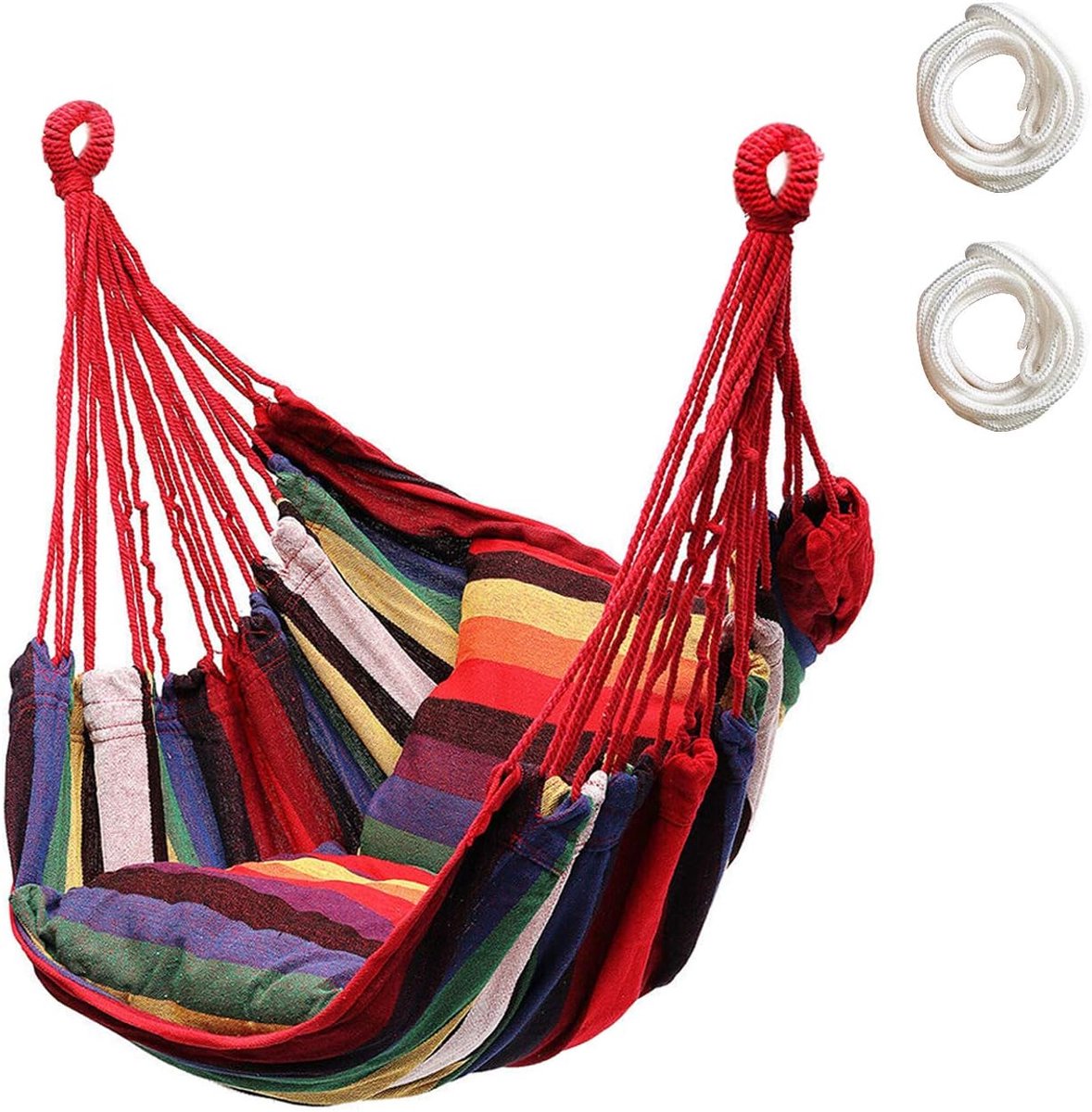 Hangmat voor buiten, lichte hangmat voor strand, tuin en balkon, perfect als campingaccessoire en hangmat voor vakantie, siësta en vrije tijd (kleur)