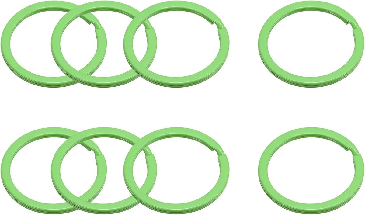 Gespleten sleutelhangerringen (30 mm/1,2 inch) 8 stuks, ronde platte sleutelhouder voor sleutels - voor sleutelorganisatie, decoratie, groen