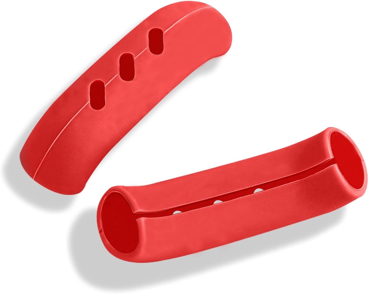 2 stuks siliconen hulpgreephouder, gietijzeren koekenpan handvatten hittebestendig, antislip pot grip mouw, warm handvat houder wok voor koekenpannen bakplaten, 3 inch (rood)