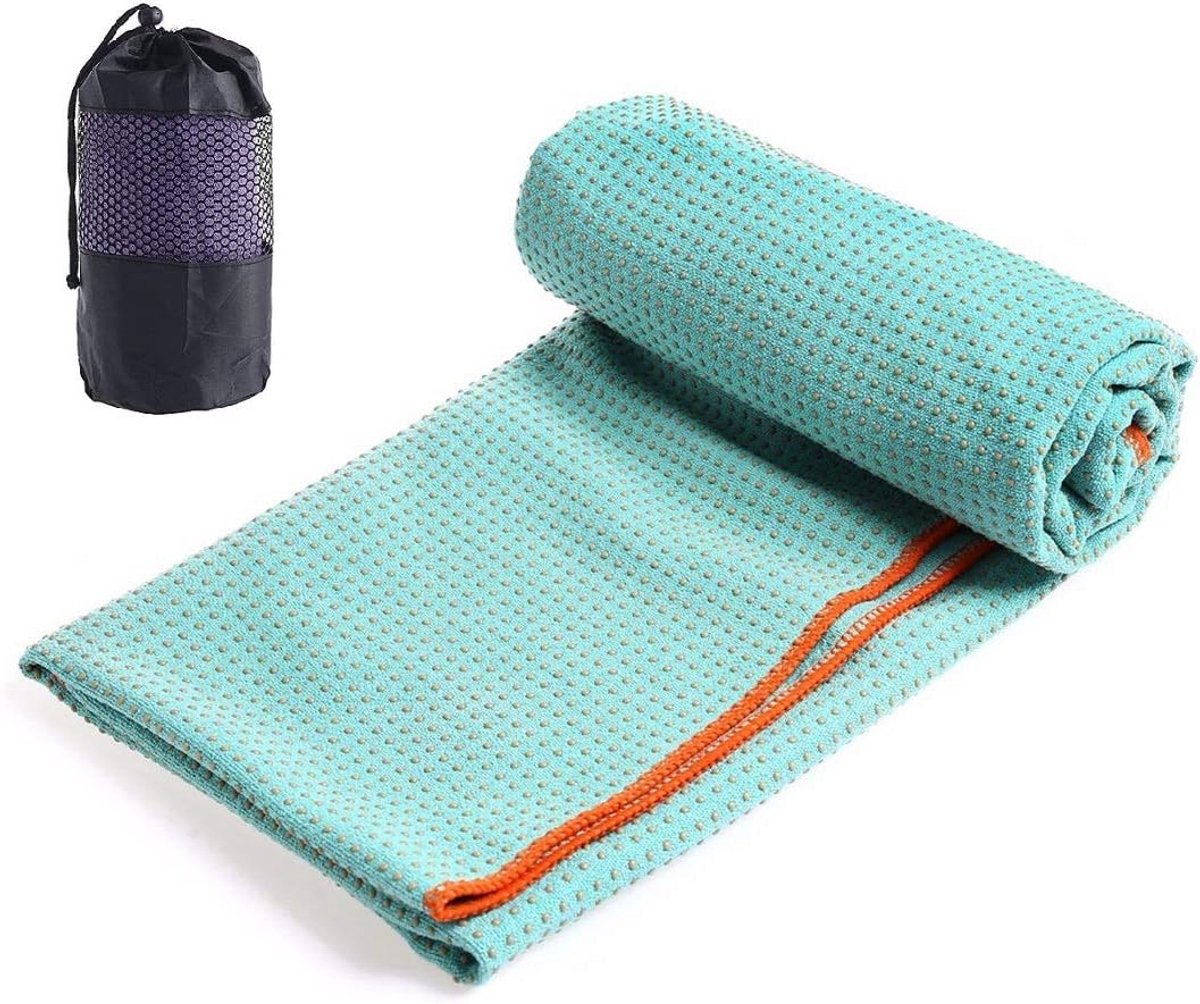 yogahanddoek met antislip noppen yogamatoplegger onderlegger towel fitnesssporthanddoek voor de yogamat mint