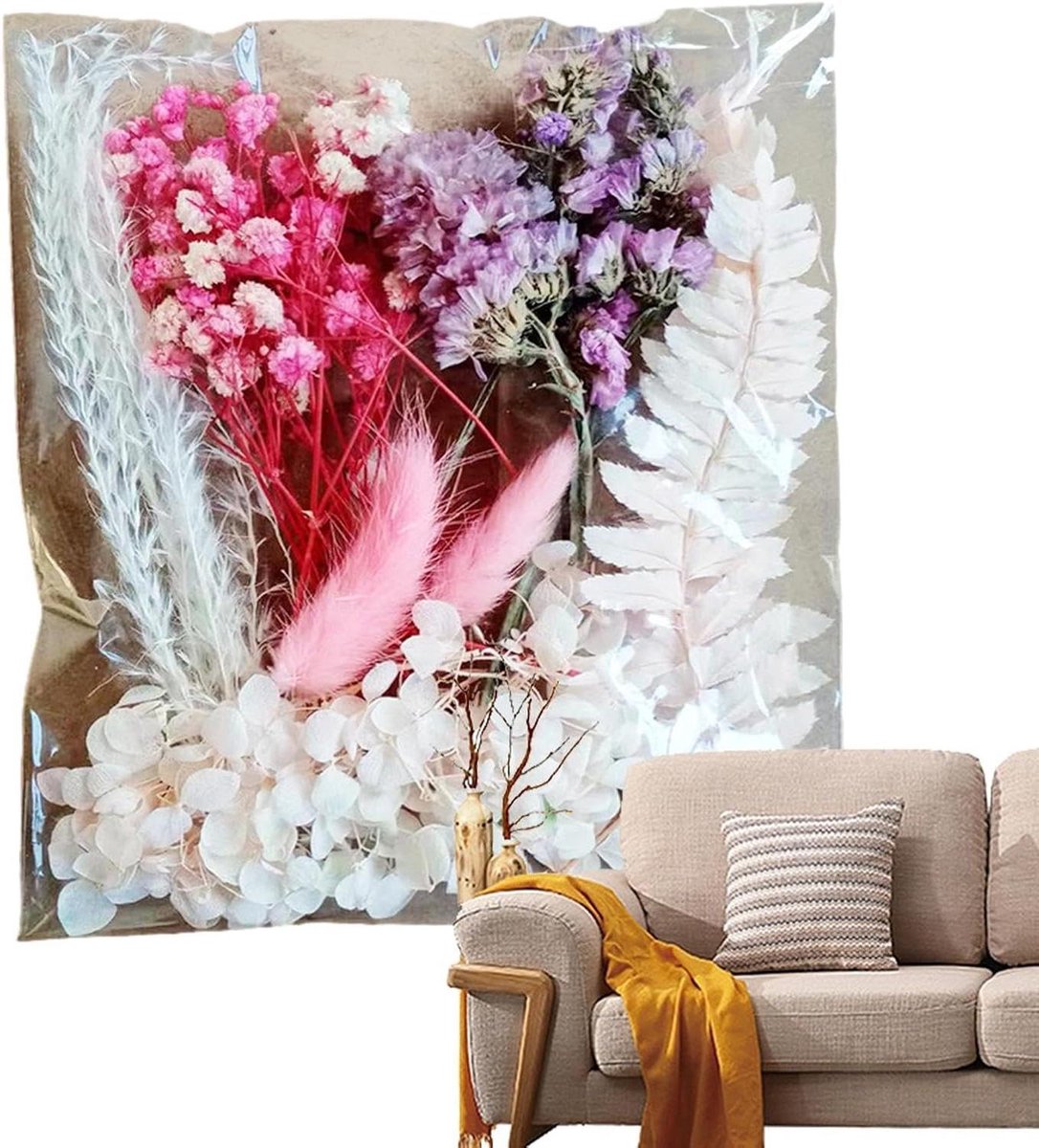 Gedroogde Bloemen - Droogbloemen Vaas - Knutselen Decoratie - Natuurlijke Levendige Kleuren - 1 set - Roze