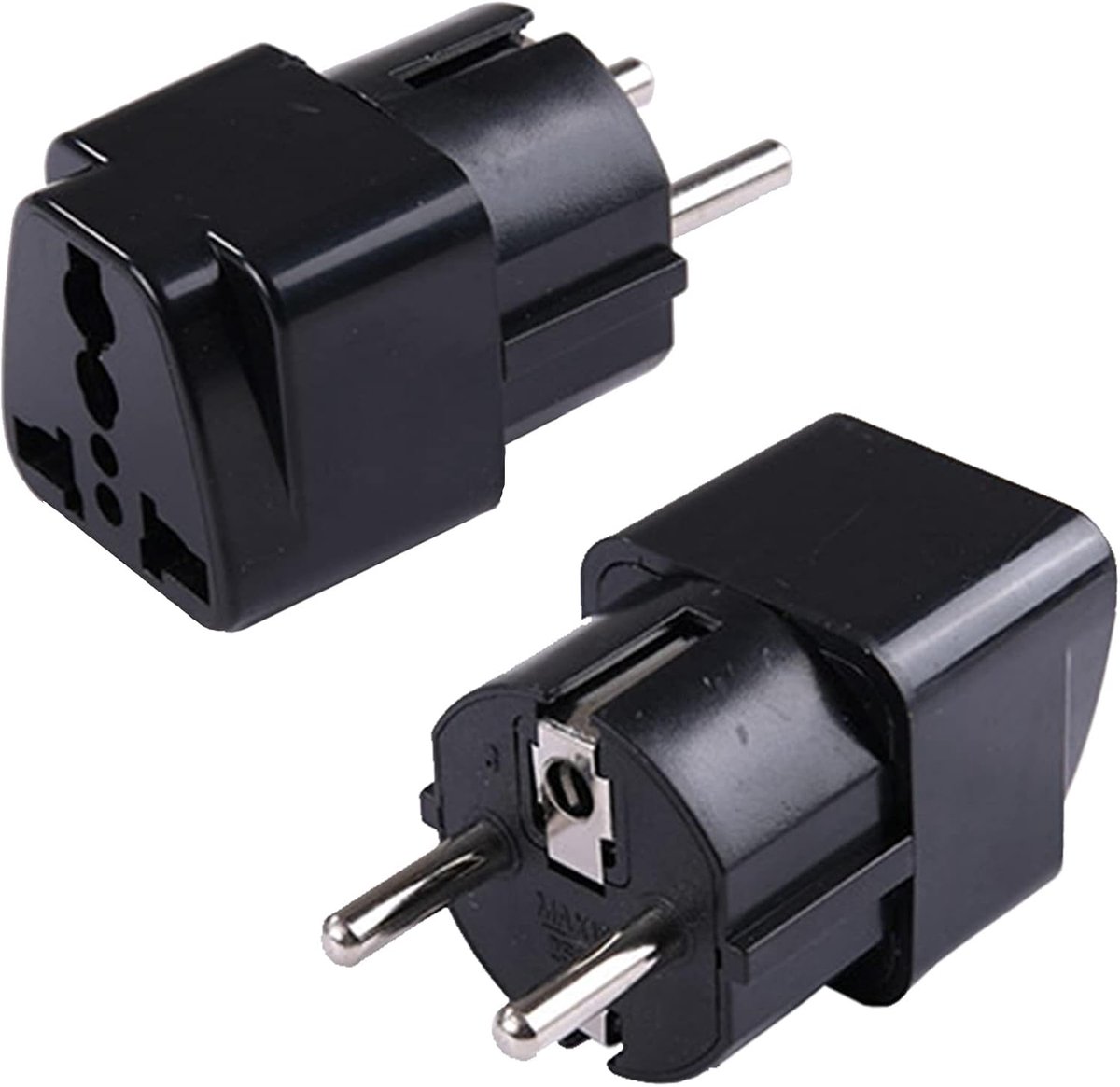 Naar VS/VK/AU Stopcontacten Converter, 250V 2500W AC Reisstekkerdoosadapter, Europese Landen Opladen Universele Stekker/Stopcontact Converter Adapter (Zwart)