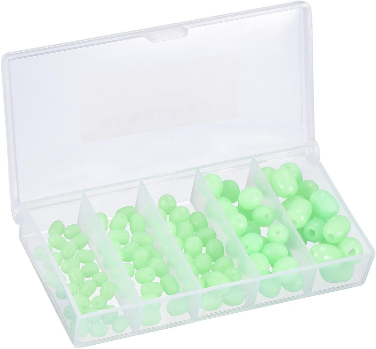 Lichtgevende viskralen, 1 set/100 stuks zachte plastic gloed visaas eieren rig kraal tackle tool cilinder vorm 5 maten, groen