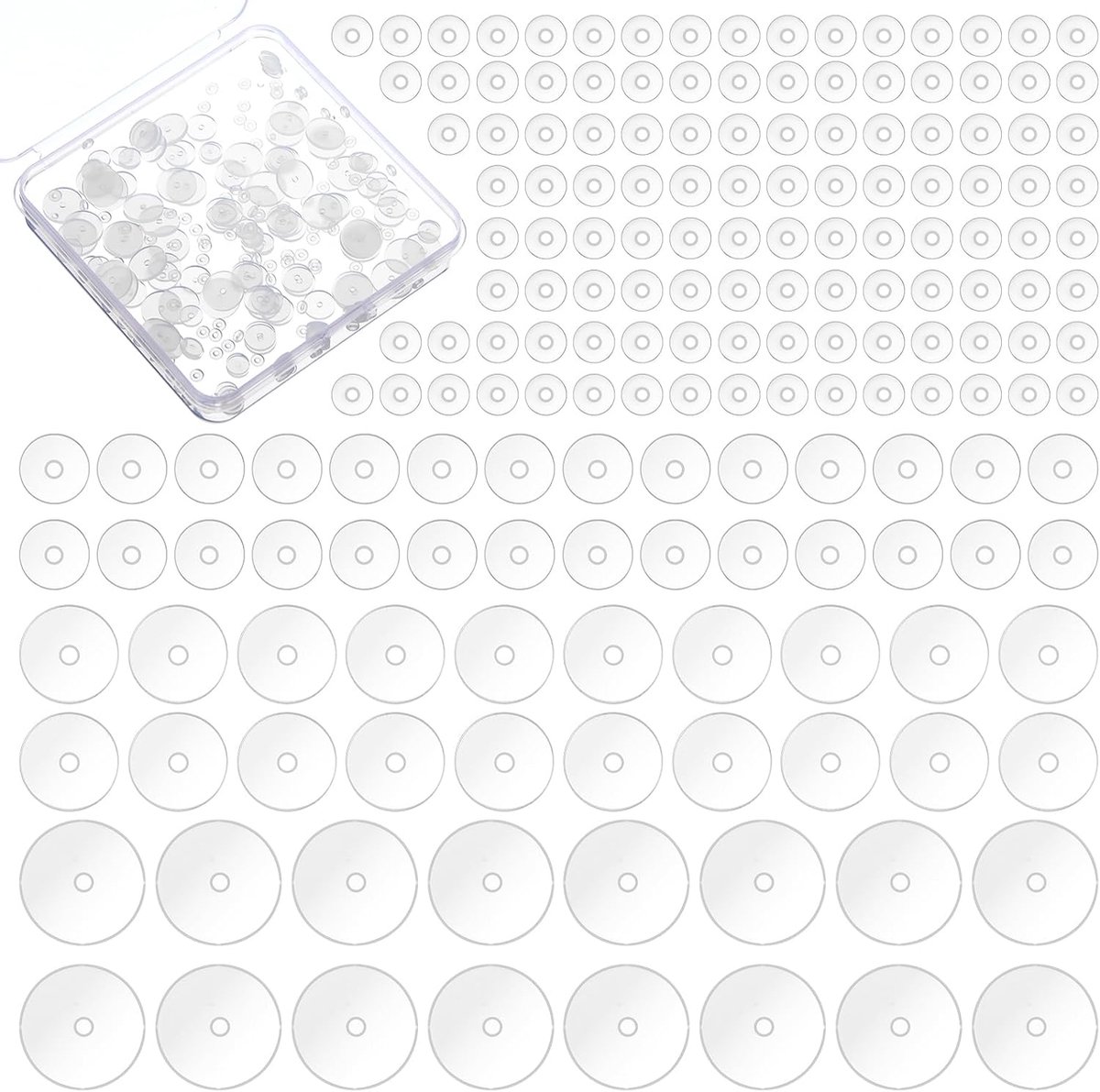 200 stuks anti-wildvlees piercing disc 3/5/7/9 mm, 4 maten siliconen transparante oorbel achterkant pad, Clear Stabilize oorringen keloid oorlelletje steunpleisters