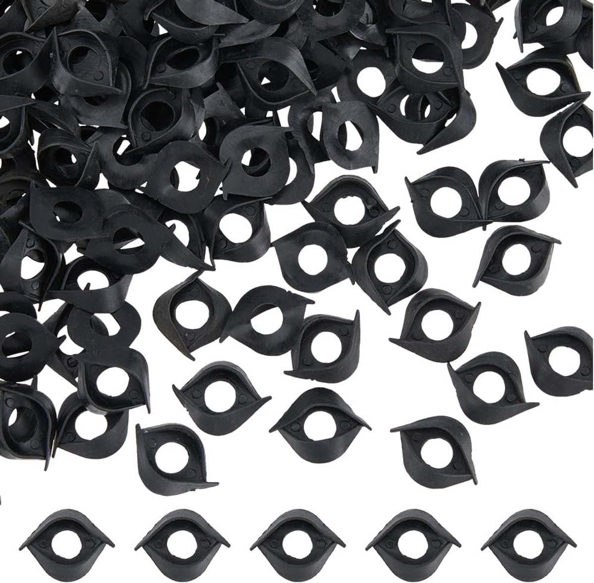 150 stuks oogleden voor veiligheidsogen, hars, zwart, veiligheidsoogleden, gehaakte ooglid voor 7 mm speelgoedogen, doe-het-zelf pop, teddy