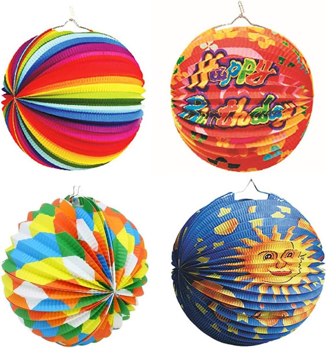 Papier Lantaarn Kerstdecoratie Saint Martin Lantaarns Martins Lantaarn voor Kinderen, Opknoping Lantaarn Ronde Kleurrijke Lampenkap 4 stks