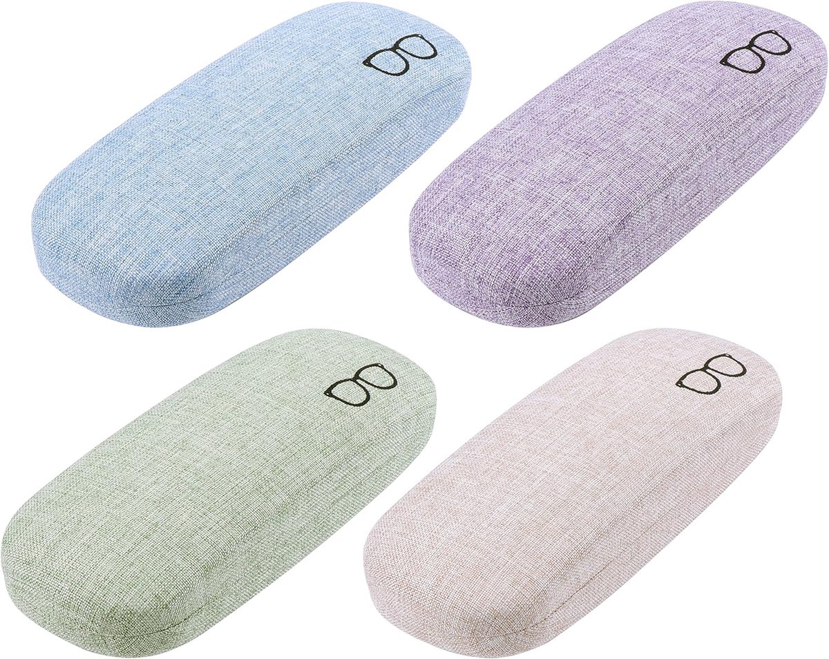 Zonnebril etui 4-delig set - Linnen etui - Stevige beschermhoes - Perfect voor dagelijkse gebruik - SnelShoppen