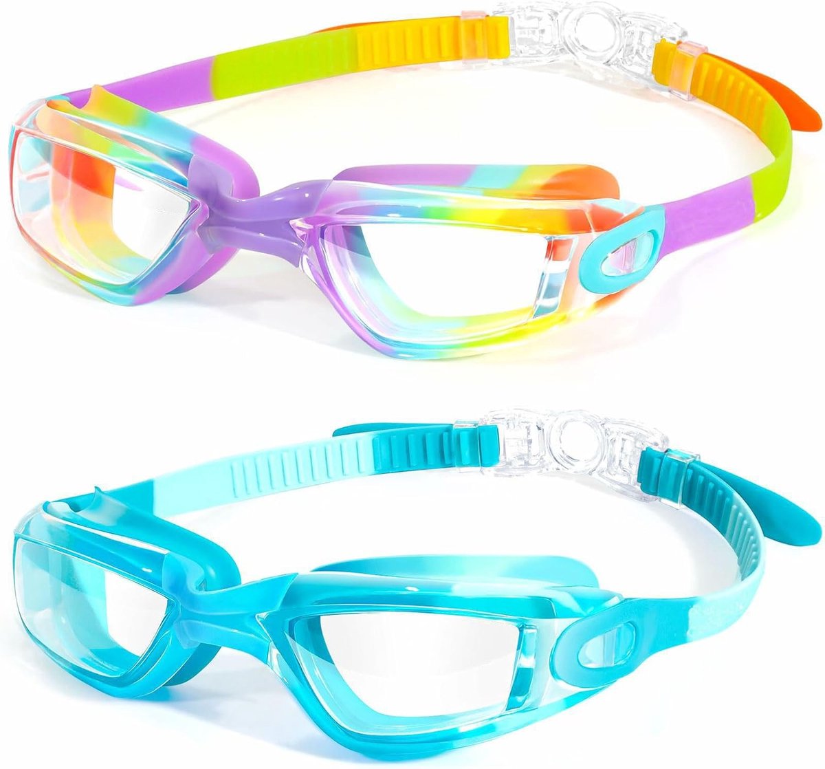 Zwemgoggles kids set van 2 - duikbril voor kinderen 3-15 jaar - waterdichte en comfortabele pasvorm - SnelShoppen