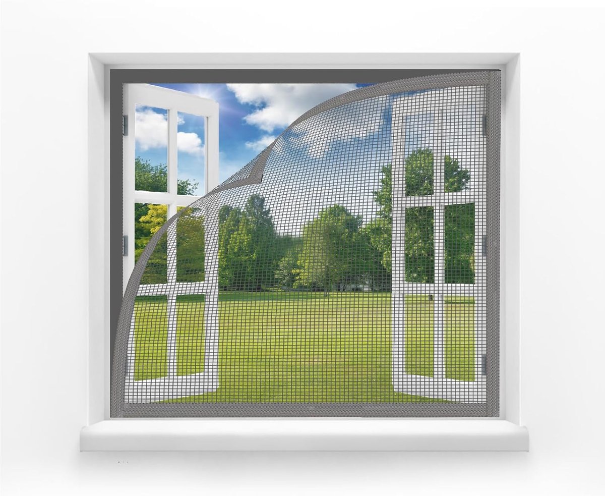 Muggennet voor raam 150 x 130 cm - Glasvezel zonder magneet - Ademend fijn net - Beschermt tegen insecten - SnelShoppen