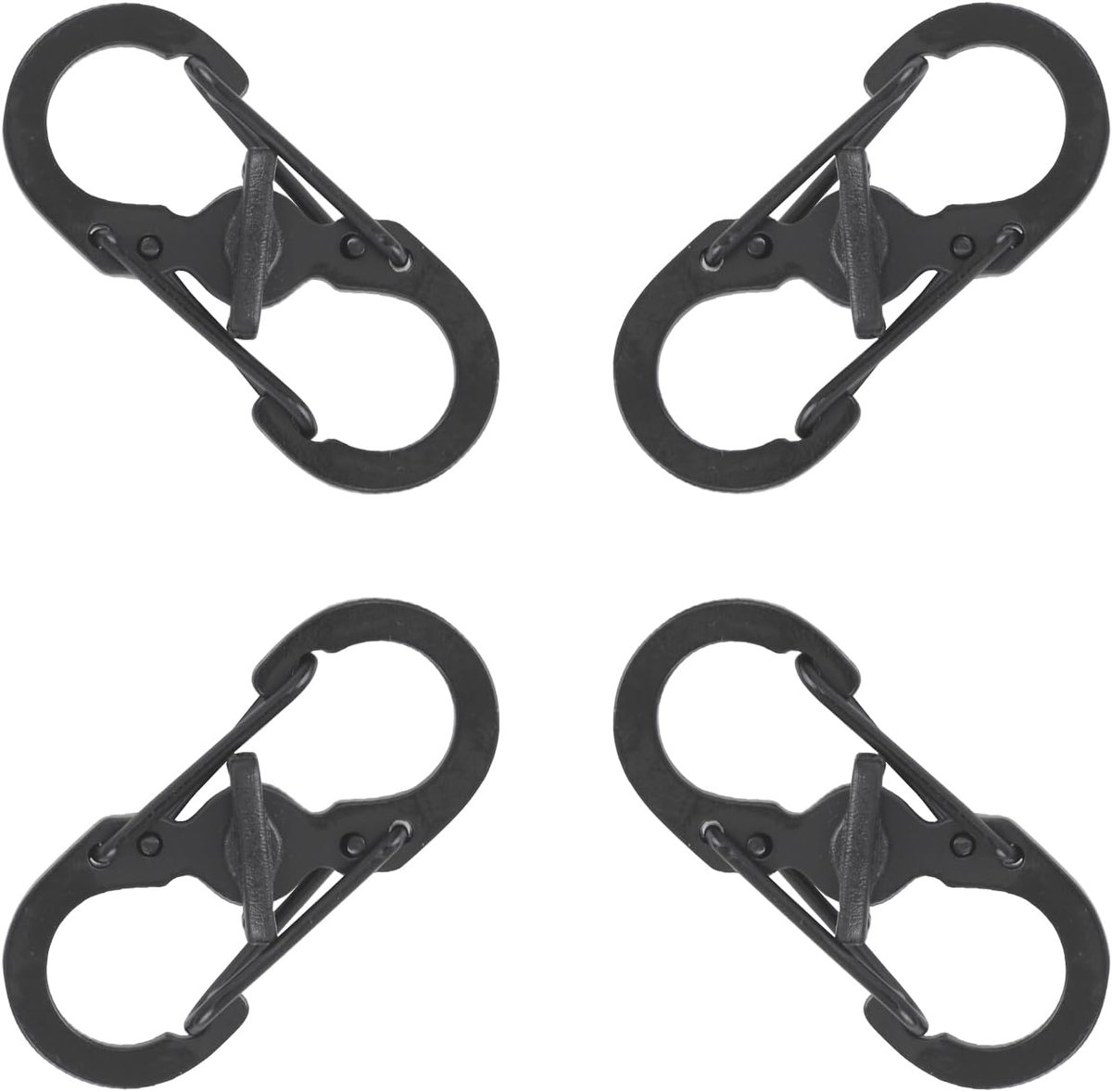 S Carabiner Hooks Set van 4 - RVS Mini Karabijnhaken - Lichtgewicht en Sterk - Ideaal voor Rugzakken - SnelShoppen