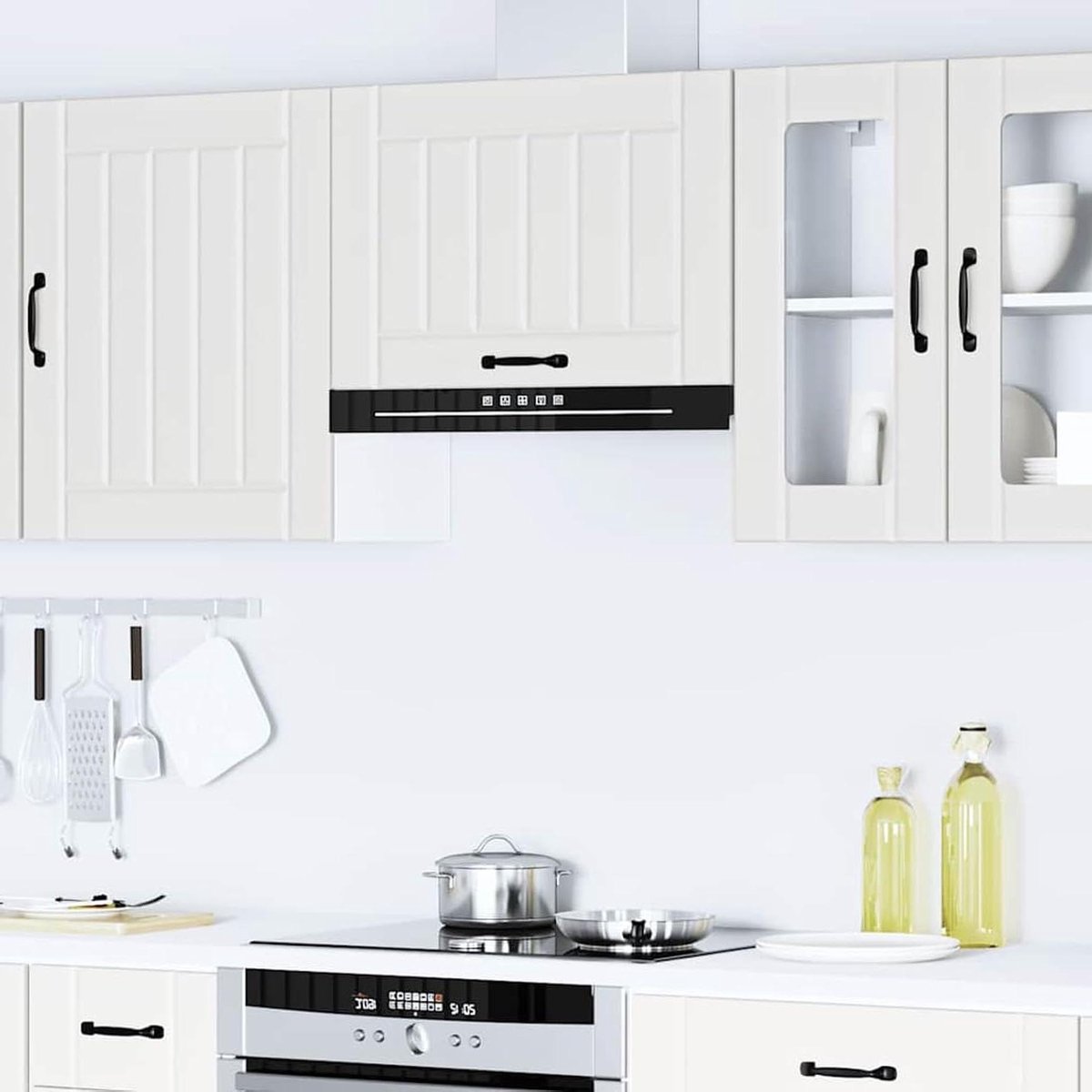 Keukenhangkast - Wandkast Keuken - Keuken Organiseren - Glazen Deuren - 60 x 40 x 31 cm - Wit