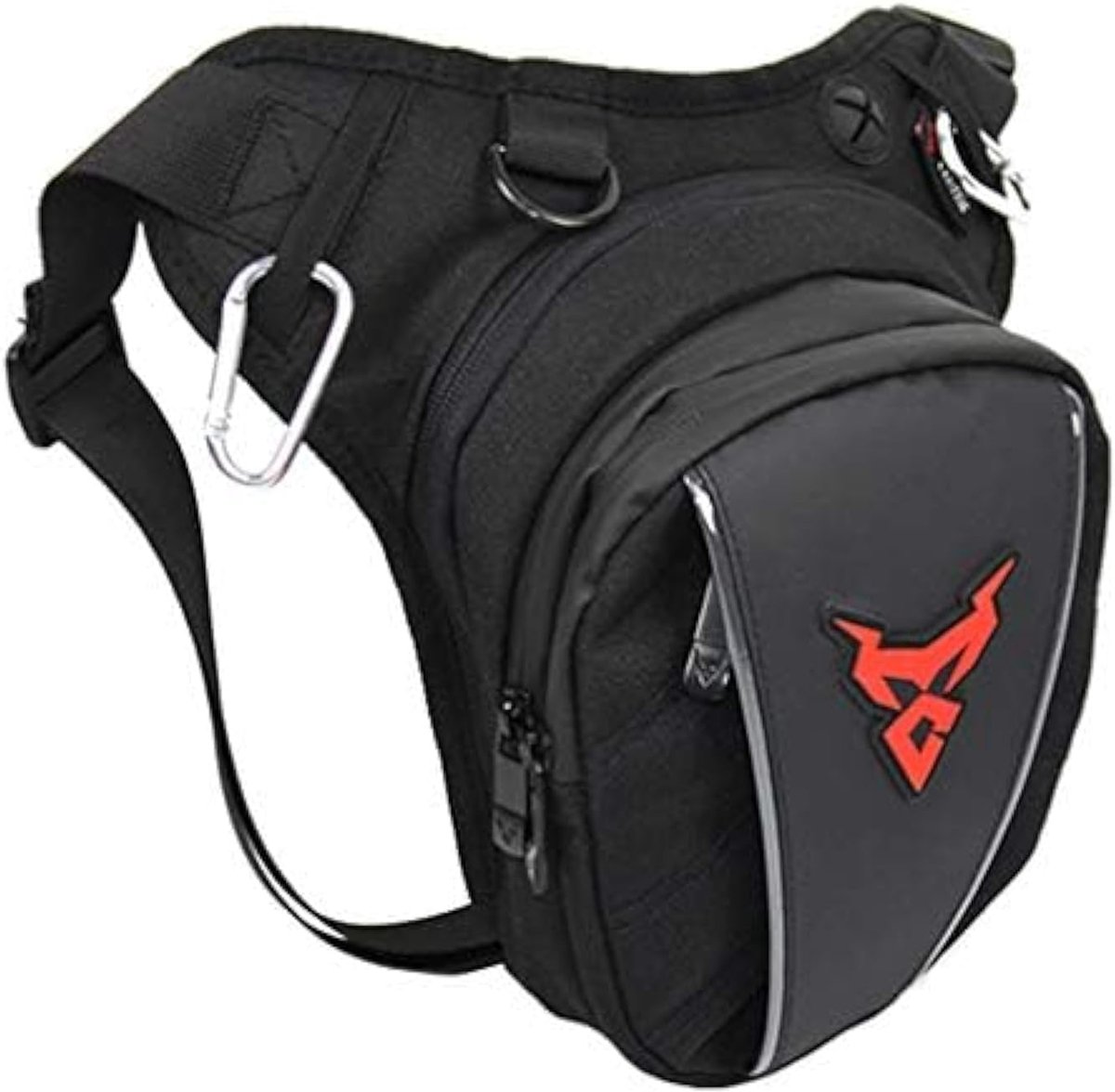 Motorcycle leg bag zwart rood - waterdicht oxford - verstelbare banden - ideaal voor outdoor activiteiten - SnelShoppen