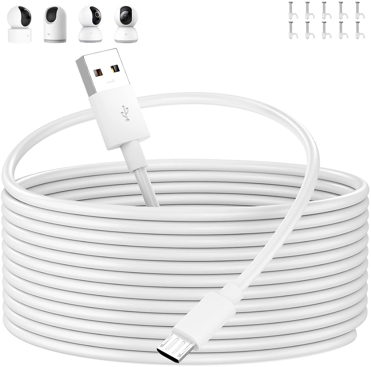 Micro USB Kabel 8m - USB naar Micro USB - Voor Mi 360° Beveiligingscamera - Ideaal voor lange afstanden - SnelShoppen