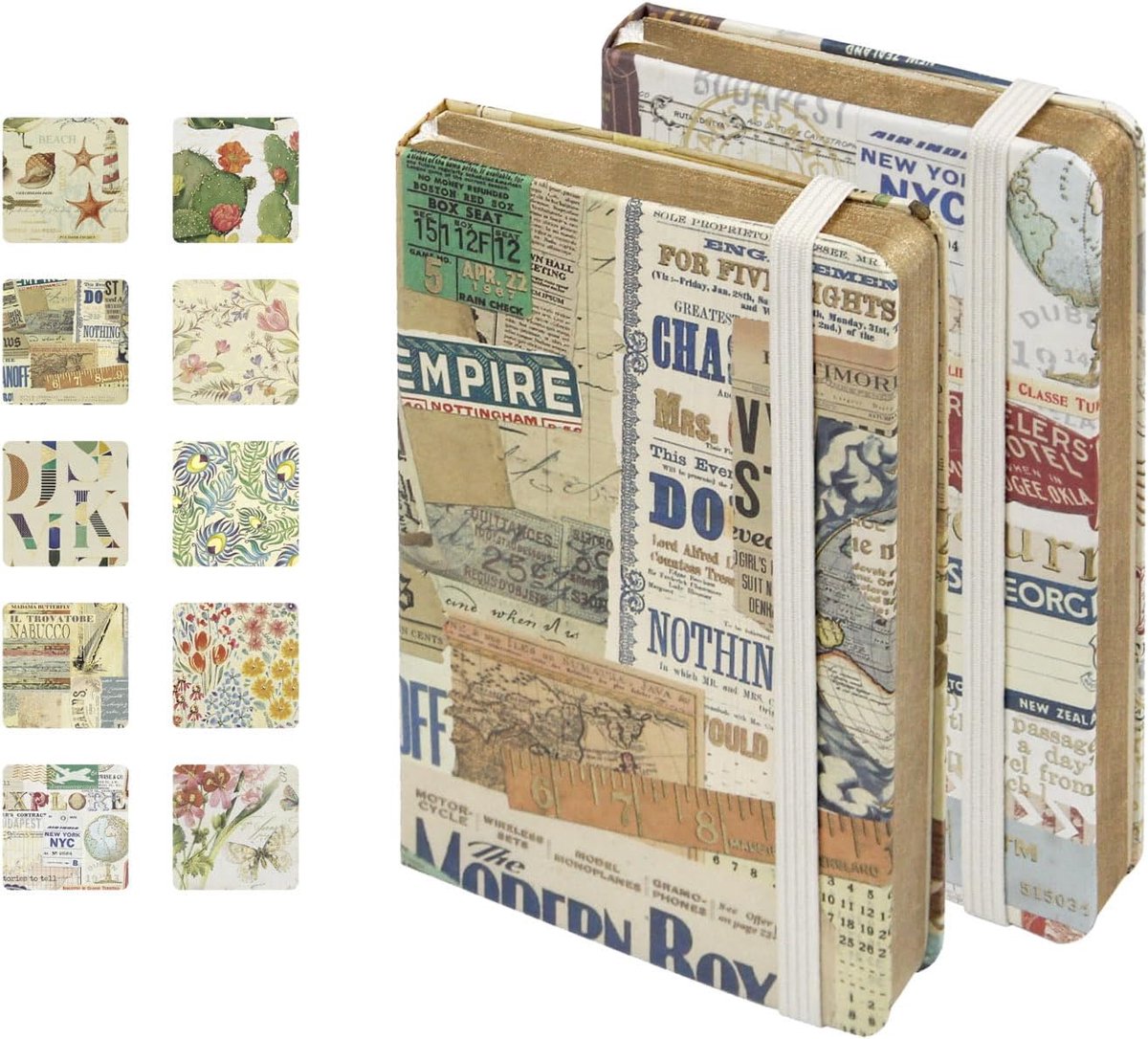 Notebook A6 set van 2 - hardcover met Italiaanse bloemen - 74 gelinieerde bladen - ideaal voor onderweg - SnelShoppen