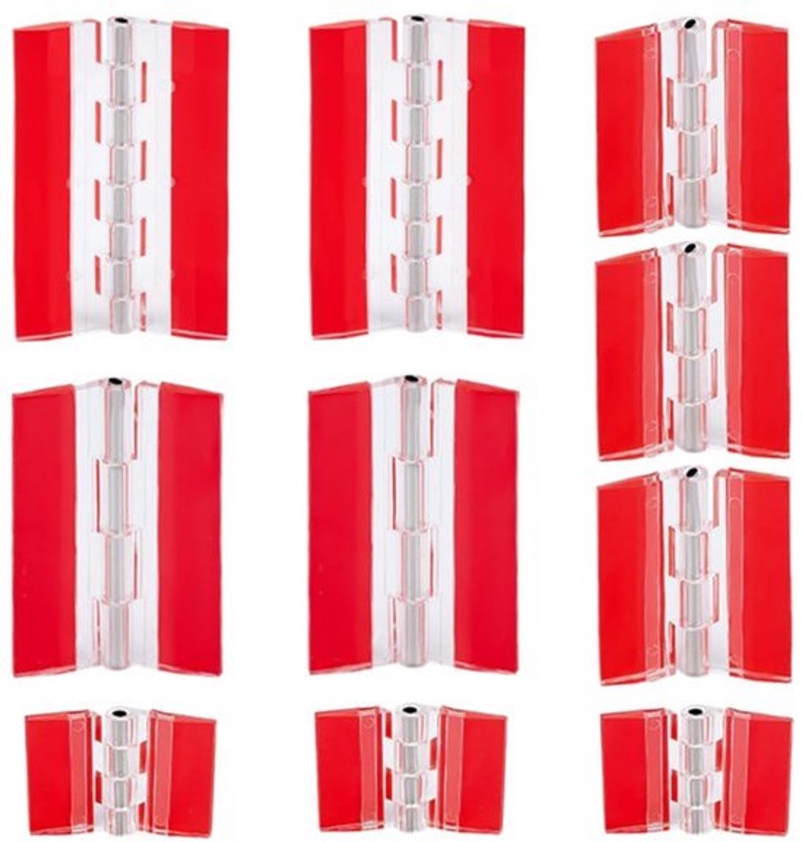 10 stuks transparante zelfklevende kastscharnieren - diverse maten - acryl vouwscharnier met roestvrijstalen as