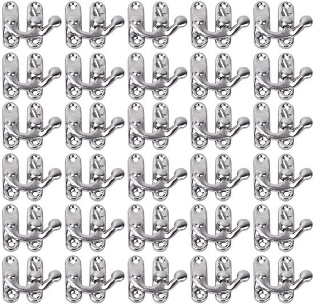 30pcs Swivel Arm Haaksluiting - Antieke Haak - Vergrendelingshaak voor Sieradenkist, Kast, Gereedschapskist (3.2 x 2.8cm) (Zilveren Linkerhaak)