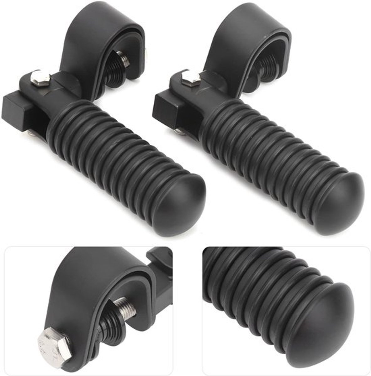 Motorfiets Voetsteun Pinnen, Voet Accessoires Paar Motorfiets Voetsteunen Klem Voetsteun Mount Voor 1In Motor Crash Bar Guard Fit Voor Hondasilver (zwart)