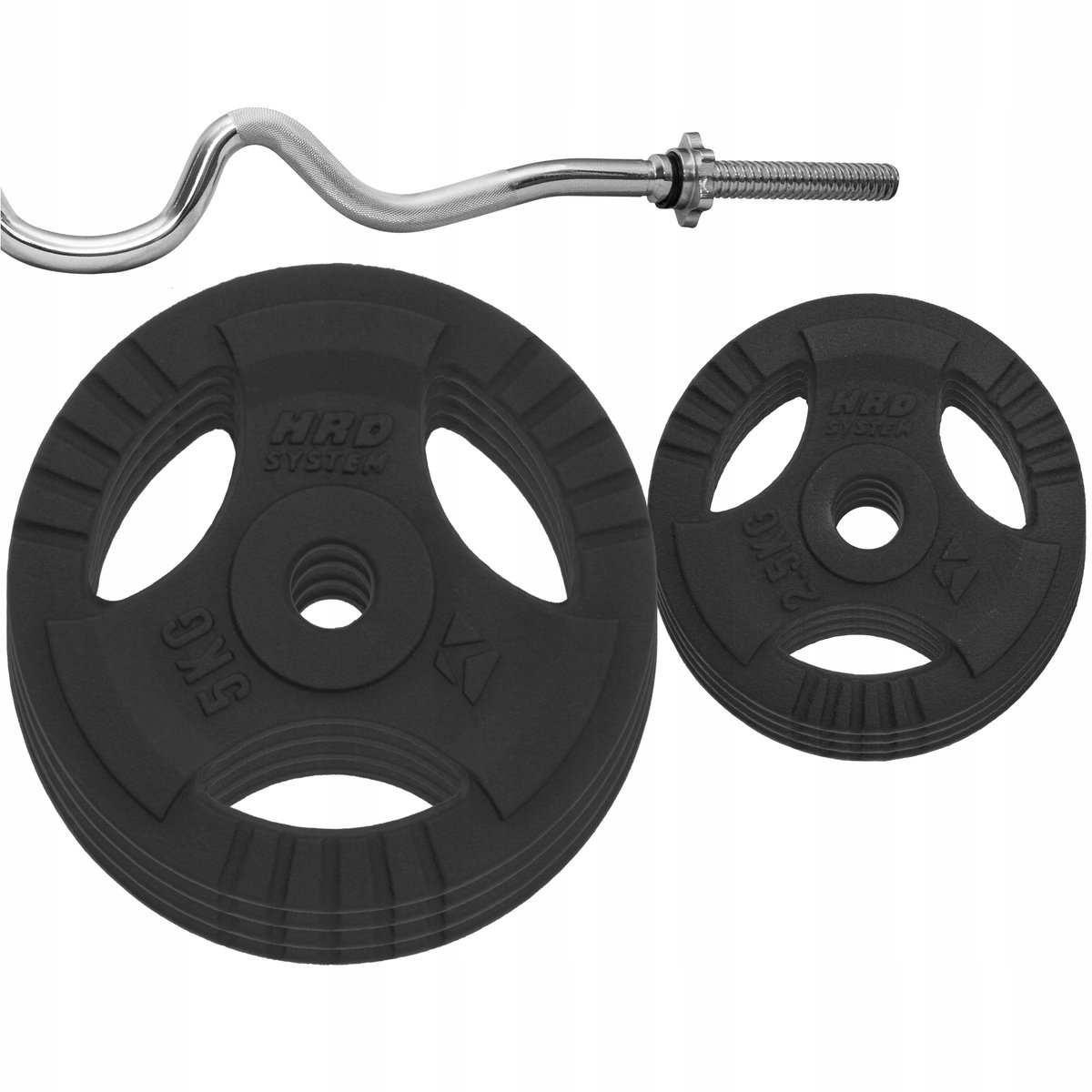 Merkloos 36kg Gietijzeren Halterset met Gebogen Stang - Krachtraining