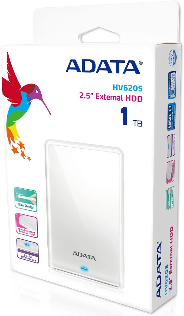 Externe Harde Schijf - Draagbare Opslag - Bestanden Opslaan - Ultra Slank Design - 1 TB - Wit — afbeelding 4
