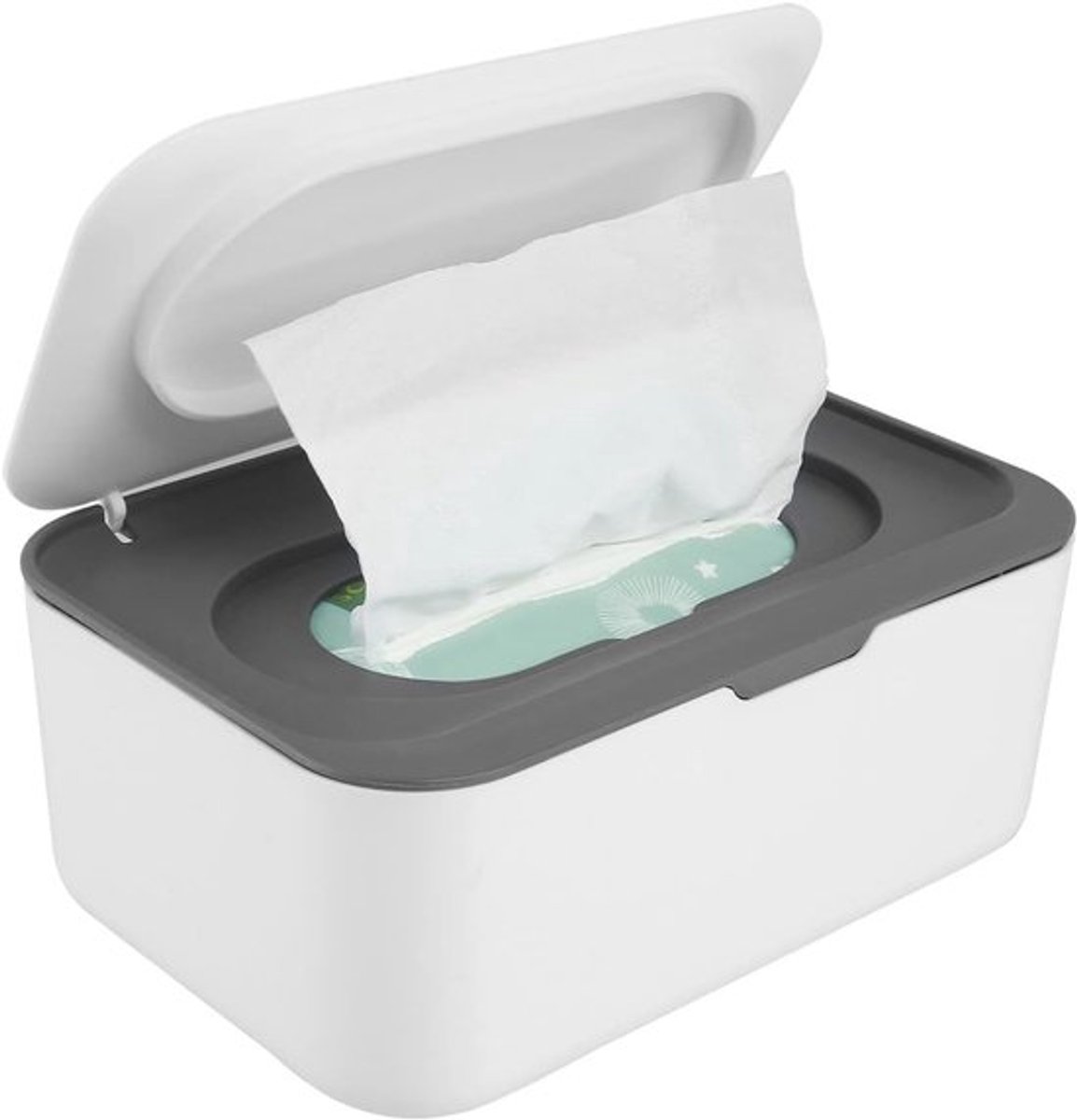 Zakdoekjesdoos - 19*13*7.8cm - Dispenserbox voor vochtige doekjes - Babydoekjes doos - masker opbergdoos - toiletdoekjes doos - doos met deksel voor droge tissues - houd doekjes vers met afsluitbare deksel - stofdichte opbergdoos voor tissues - wit