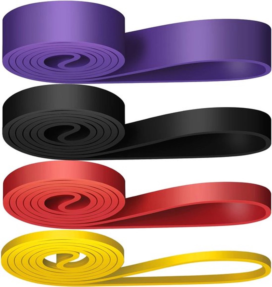 4-delige fitness elastische band pull-up weerstandsband krachttraining - geel + rood + zwart + paars