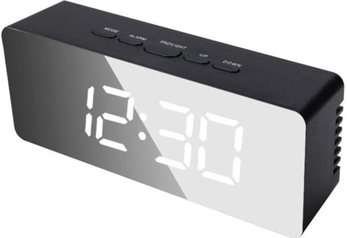 Digitale Wekker - Tafelklok - Slaapkamer - Digitale Klok - Alarmklok - Wekker - Slimme Wekker - Met Tijd, Temperatuur, Snooze, Helderheid Verstelbaar - Zwart