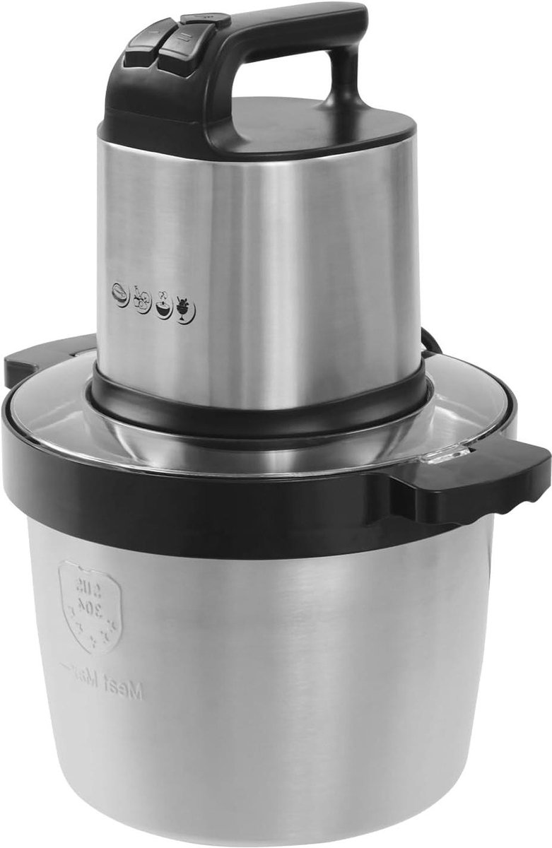 Elektrische Keuken Chopper - Groentehakker Vleesmolen - Snel Ingrediënten Snijden - 1500W Krachtige Motor - 6.5 Liter Capaciteit - Zwart Zilver