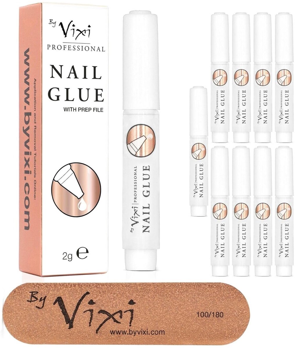 By Vixi EXTRA STRONG NAIL ADHESIVE with and FREE PREPARATION FILE Transparent, Instant Drying Adhesive, Professional - ShopVlot