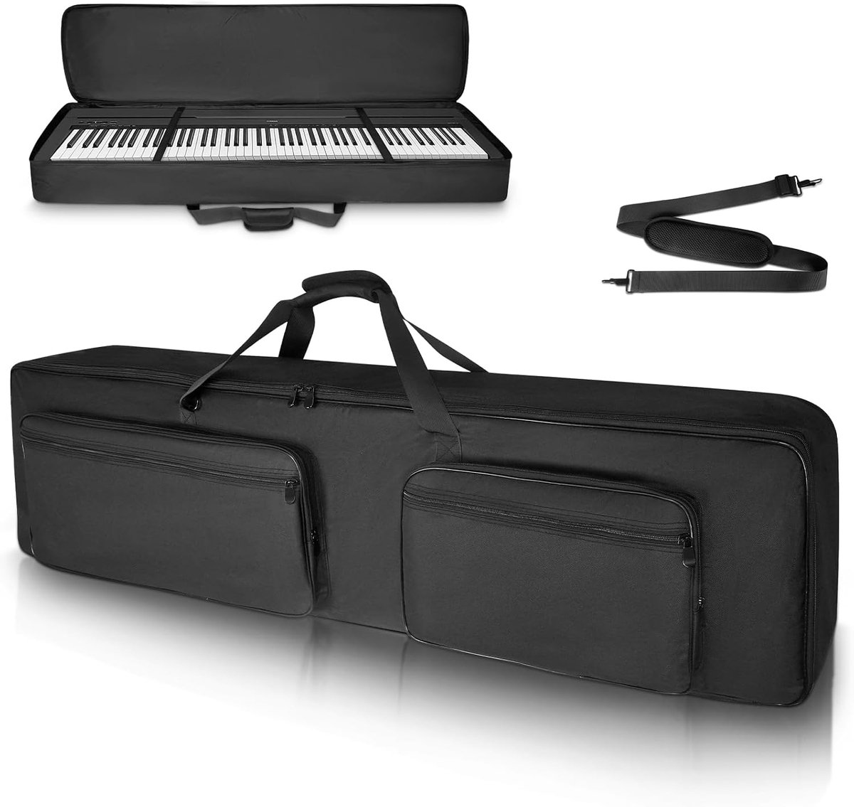 SUNDOY 88-Key Keyboard Bag for Electric Piano, Slim Keyboard Backpack, 600D Oxford, Fully Padded with 10mm Cotton - ShopVlot