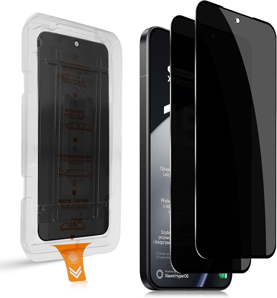 QULLOO 2 x displaybeschermfolie voor Xiaomi 15T/15T Pro, 9H, hardheid, anti-spy privacy, gehard glas, eenvoudige - ShopVlot
