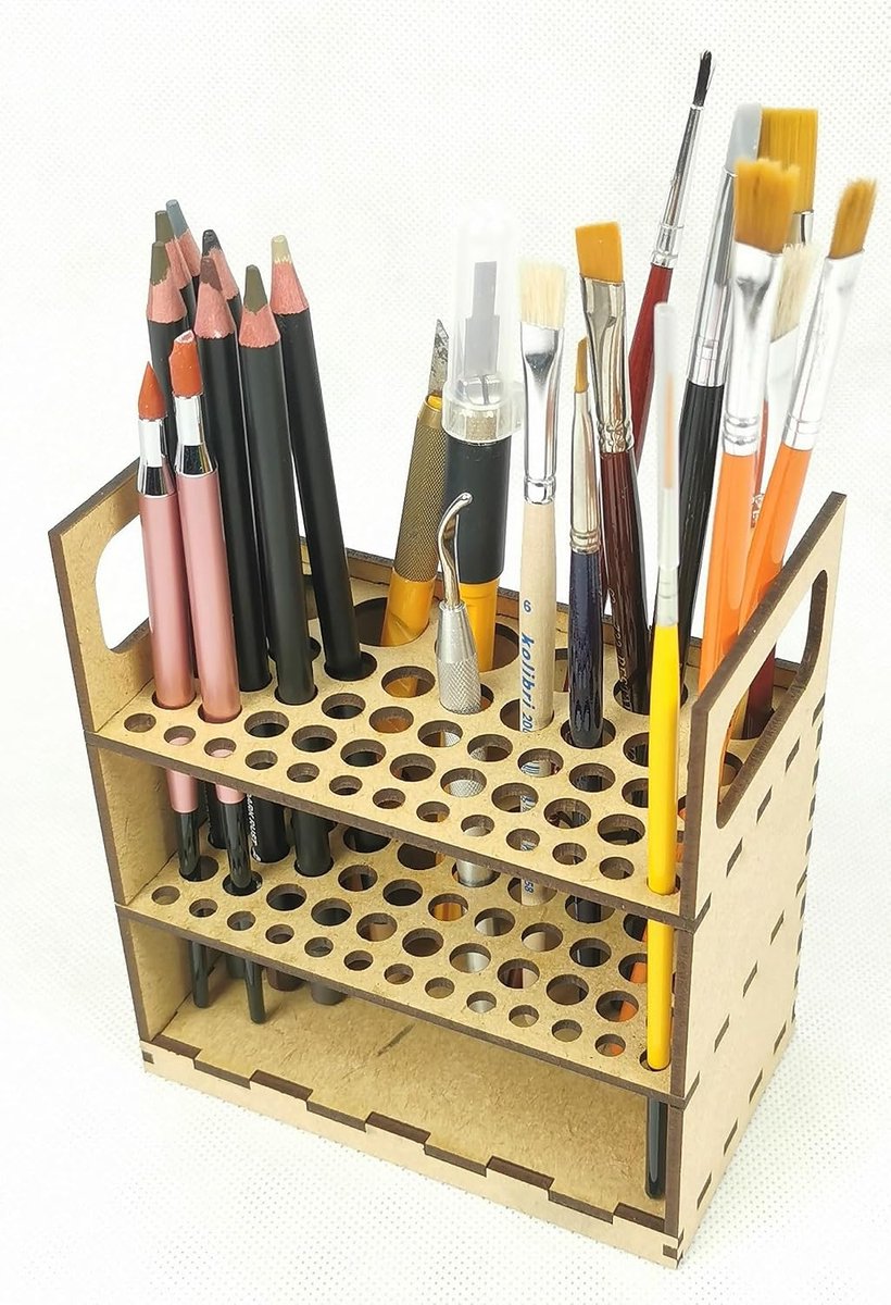 Houten modelbouw-penseel- en penhouder: voor veelzijdige opslag, penseelhouder, bureau-penseelorganizer - ShopVlot