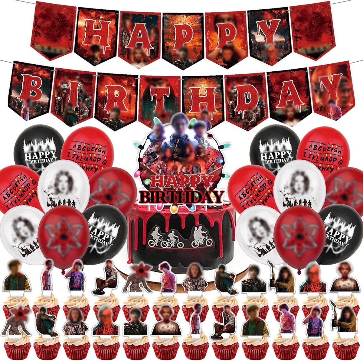 42 Pieces Birthday Set Strager Thigs Children Balloon Decoration - Balloon set, birthday party decoration - ShopVlot