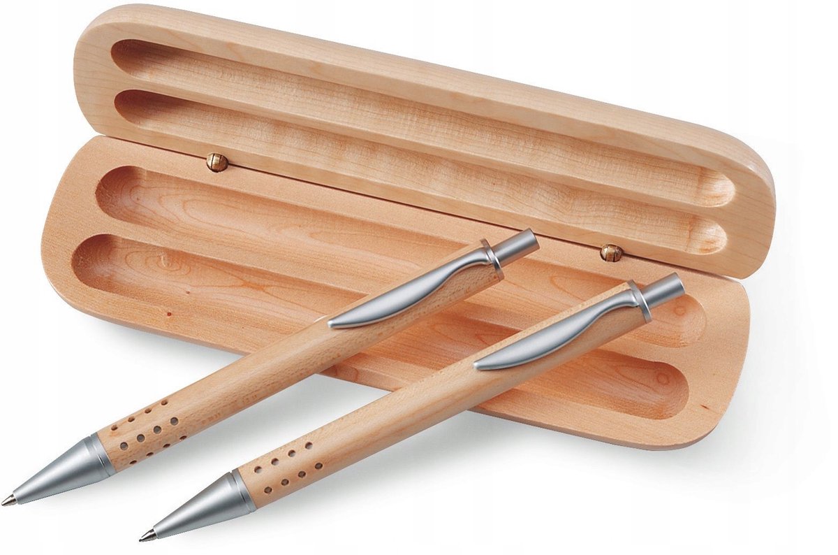 Luxe Houten Pennenset met Personalisatie - Ideaal voor Relatieschenk