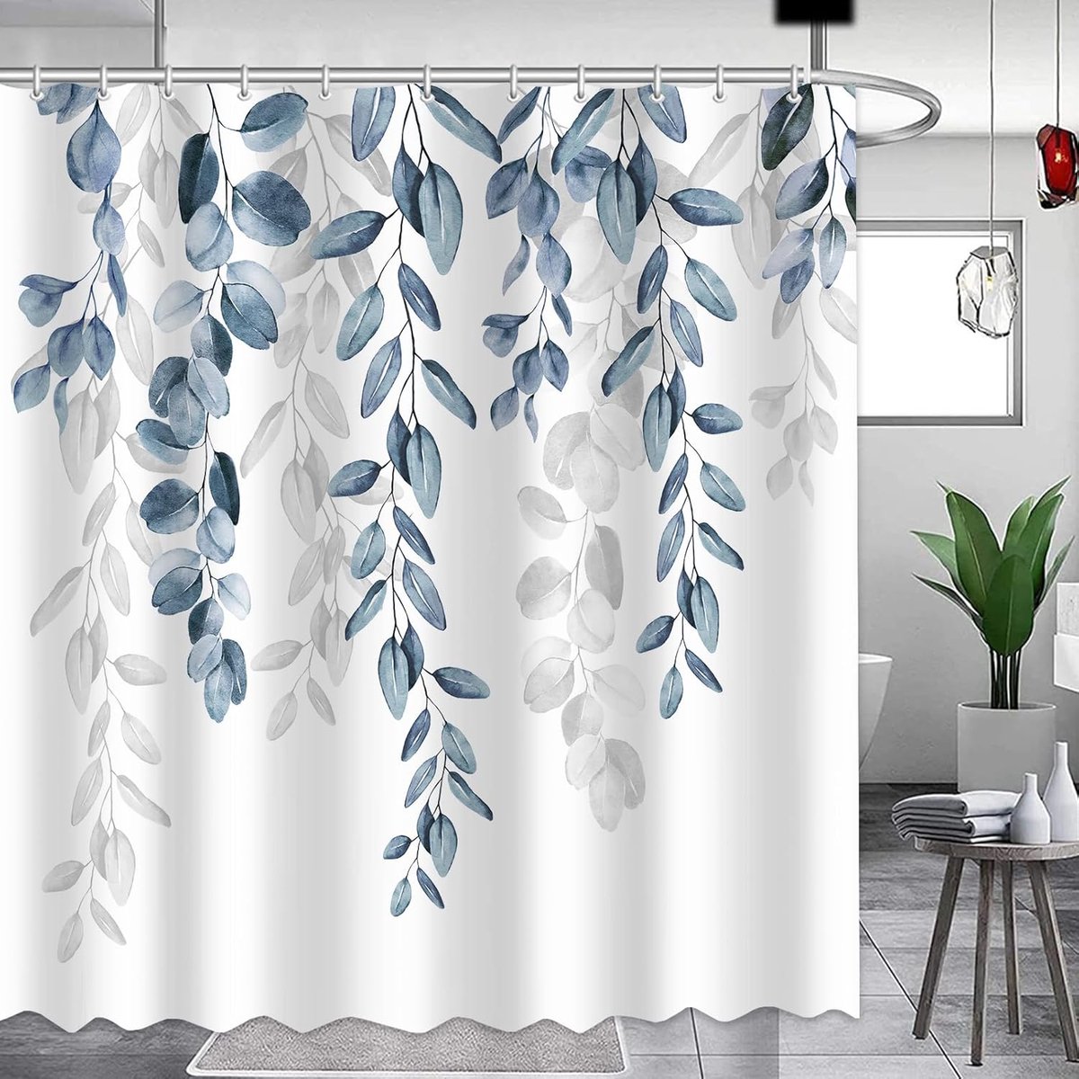 Douchegordijn Eucalyptus Blad 183 x 183 cm - Vintage Waterdicht - Met 12 Haakjes - Creëer een rustgevende badkamer - ShopVlot