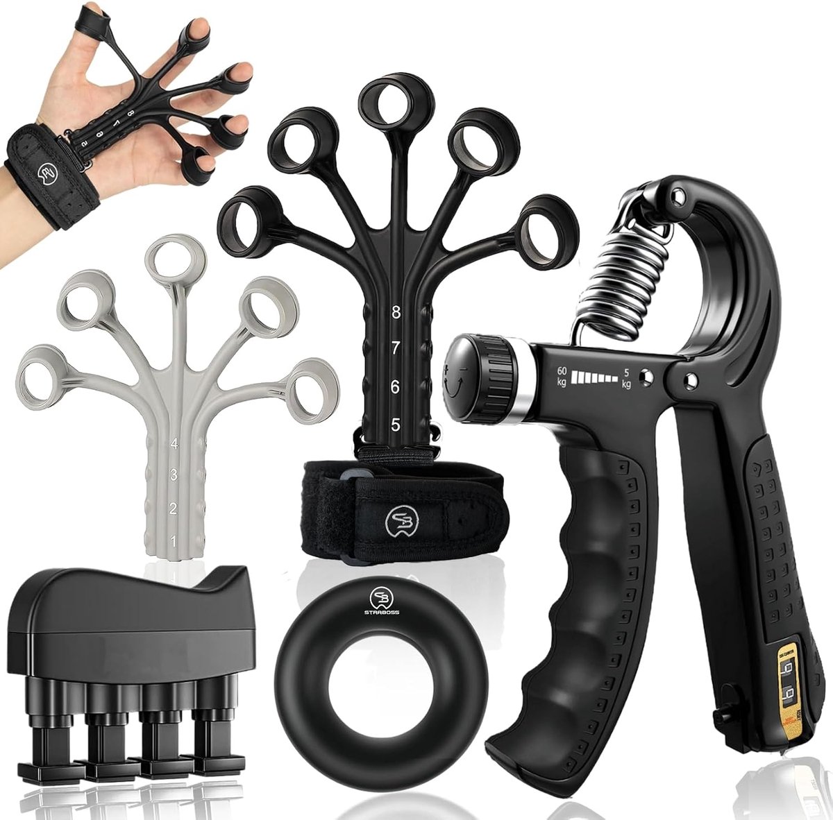 Handtrainer Set 5-delig - Verstelbare Grip Trainer - Forearm Trainer - Ideaal voor Krachttraining - ShopVlot