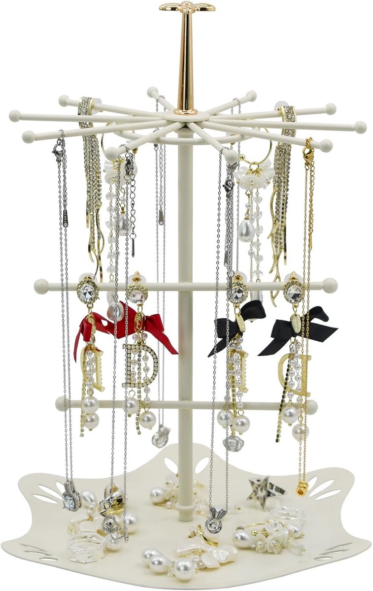 Sieradenhouder Organizer - Rotating metalen sieradenstandaard - Geschikt voor oorbellen, ringen en armbanden - ShopVlot