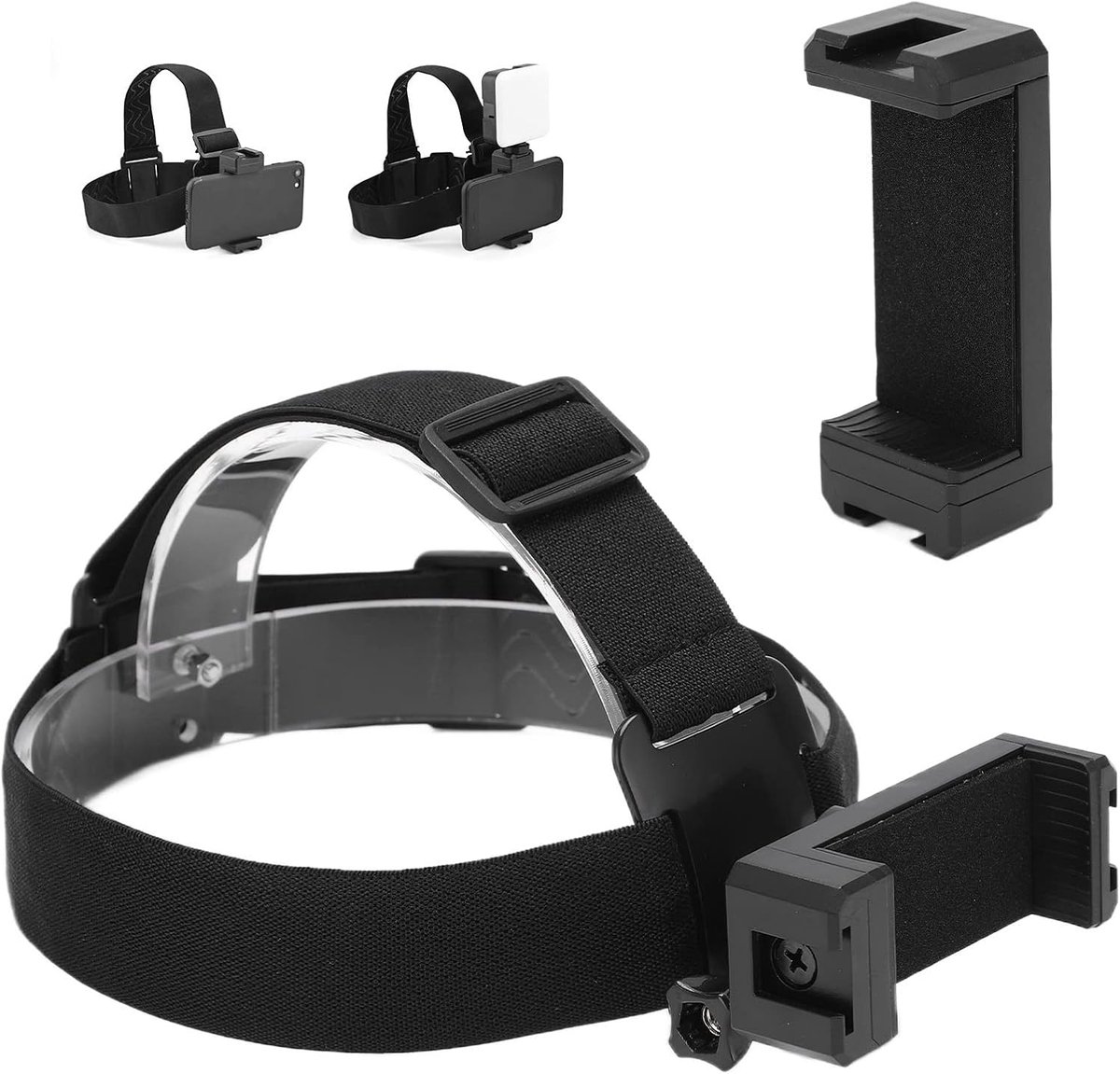Hoofdbandhouder zwart verstelbaar - accessoire set voor camera en telefoon - ideaal voor buitenactiviteiten - ShopVlot