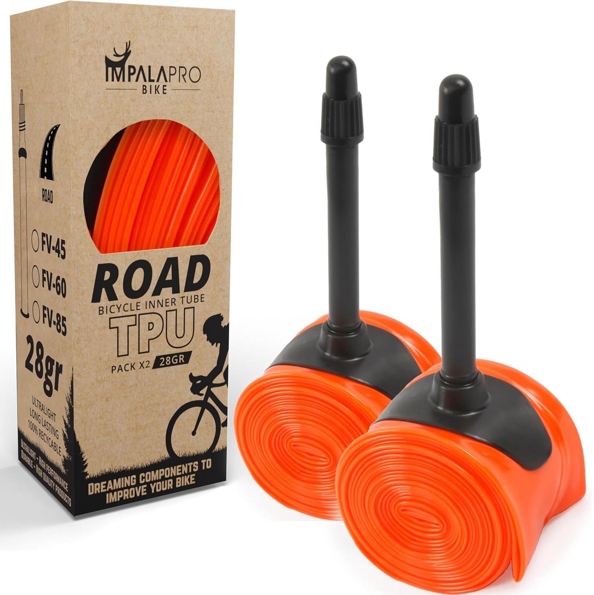 Racefietsbinnenband 700 x 18-32C - ultralicht 28 g - Presta-ventiel 45/65/85 mm - ideale vervanging - ShopVlot