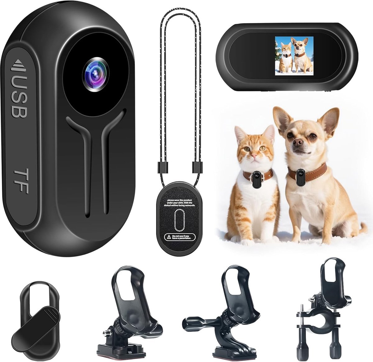Action camera HD 1080p - Mini camera met 360° draaiklip - Sportcamera met magneet en display - ShopVlot