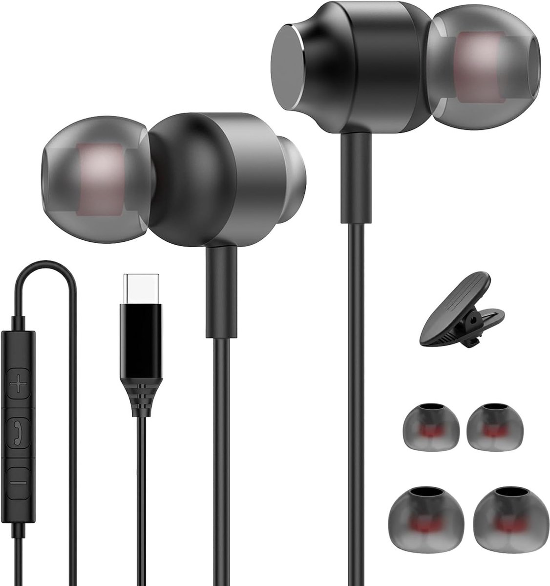 USB-C in-ear hoofdtelefoon met microfoon - comfortabele pasvorm - perfect voor langdurig gebruik - ShopVlot