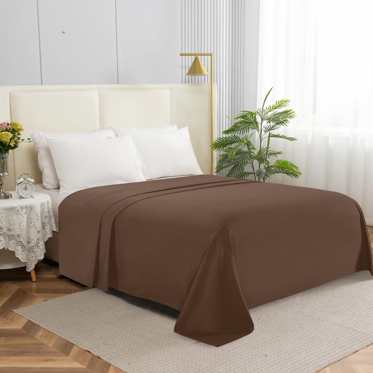Bedlaken King Size - 100% hypoallergeen - Kreukvrij en vlekbestendig - Luxe microvezel taupe - ShopVlot