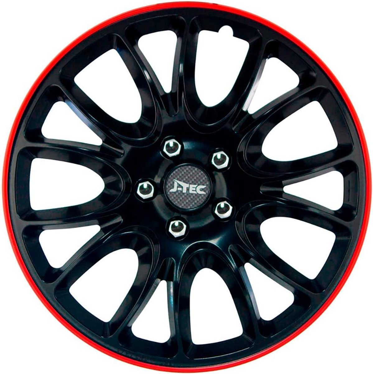 Wieldoppenset 13-inch - zwart/rode rand - 4-delig - ideale bescherming voor velgen - ShopVlot