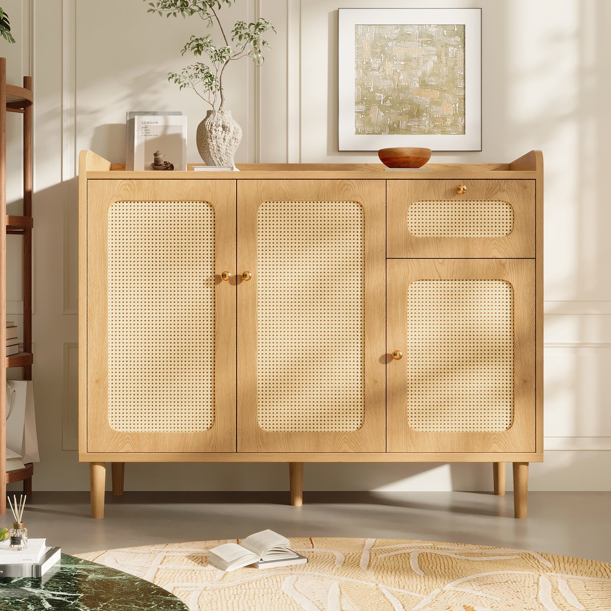 VVBV Dressoir 120x40x91 cm - Opbergruimte, Soft-Close, Met Lades, Met Planken - Eiken, Hout