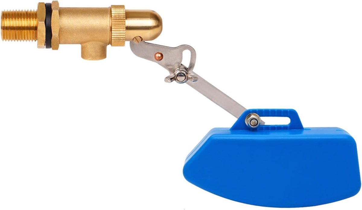 Vlotterklep 3/4 Inch - Messing arm - Blauw kunststof drijver - Automatische wateraanvulling voor watertanks - ShopVlot