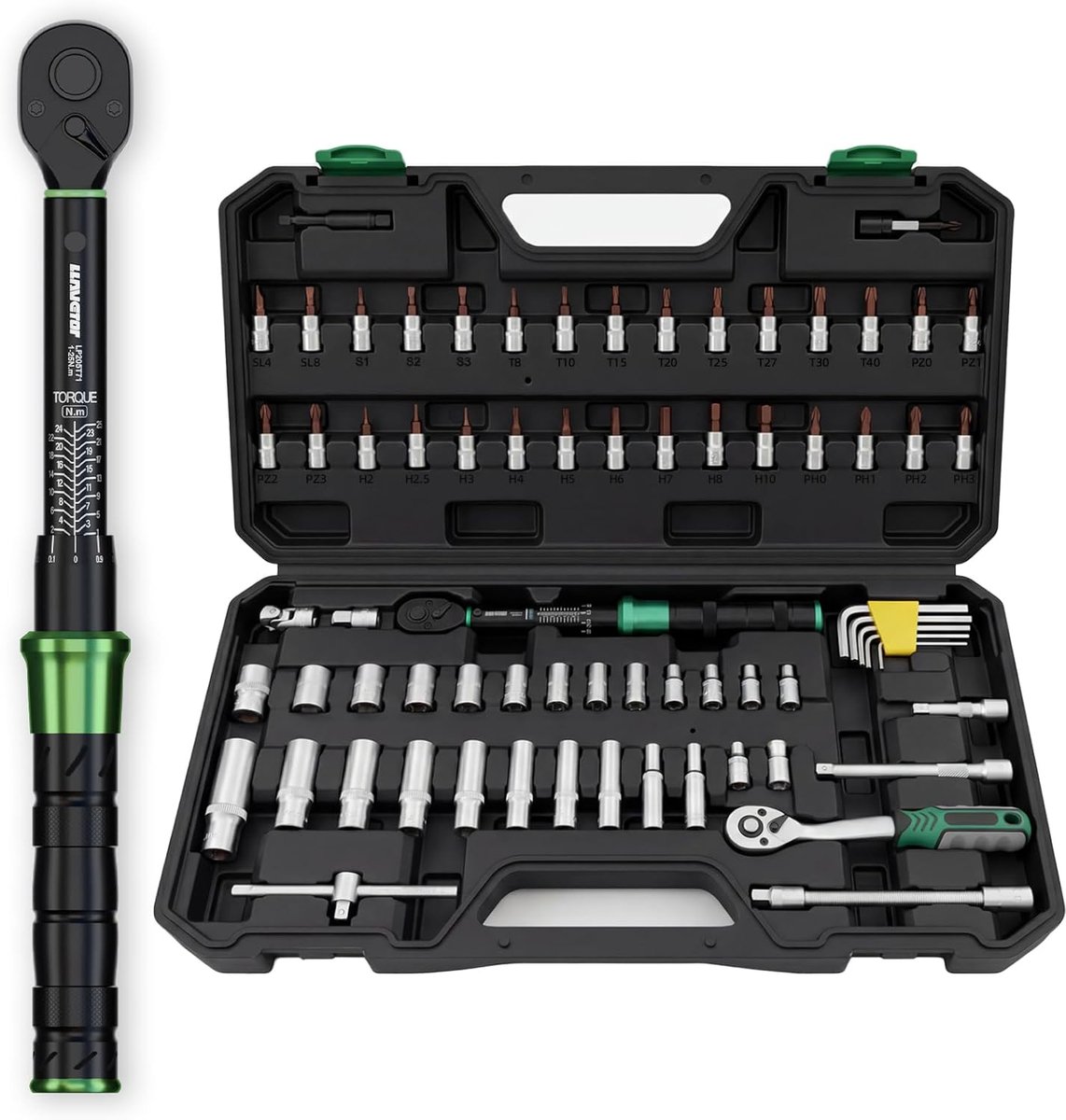 Momenten sleutel 1/4 inch 1-25 NM - 71-delige set - Inclusief verschillende opzetstukken - Perfect voor fietsen - ShopVlot