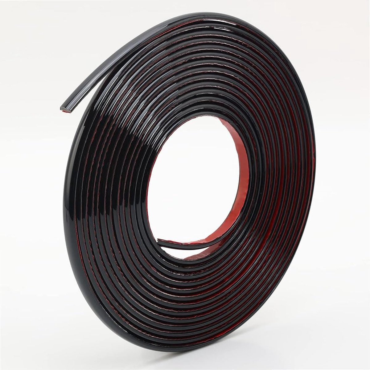 3D wandrandstrip zelfklevend 0.8cm x 10m - zwart PVC - flexibel materiaal - ideaal voor wanddecoratie - ShopVlot
